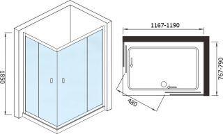 Душевой угол weltwasser СЕРИЯ WW200 Арт. 200QS22-12080 Размер 1200х800х1850 мм